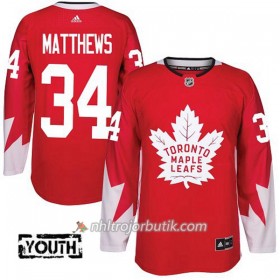 Barn Ishockey Toronto Maple Leafs Tröja Auston Matthews 34 Adidas 2017-2018 Röd Alternate Authentic